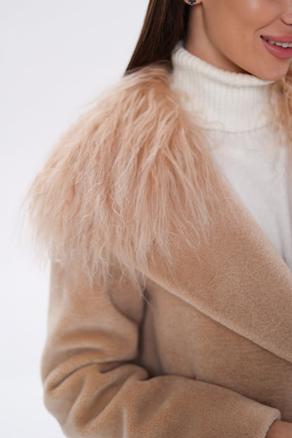 Genuine Lama Fur Virgin Wool Coat