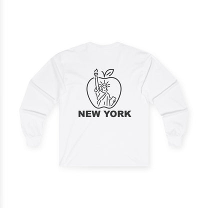 New York Apple Long Sleeve Tee, Unisex Cotton Shirt, NYC Apparel, Casual Wear, Gift for Travelers, Vintage Style