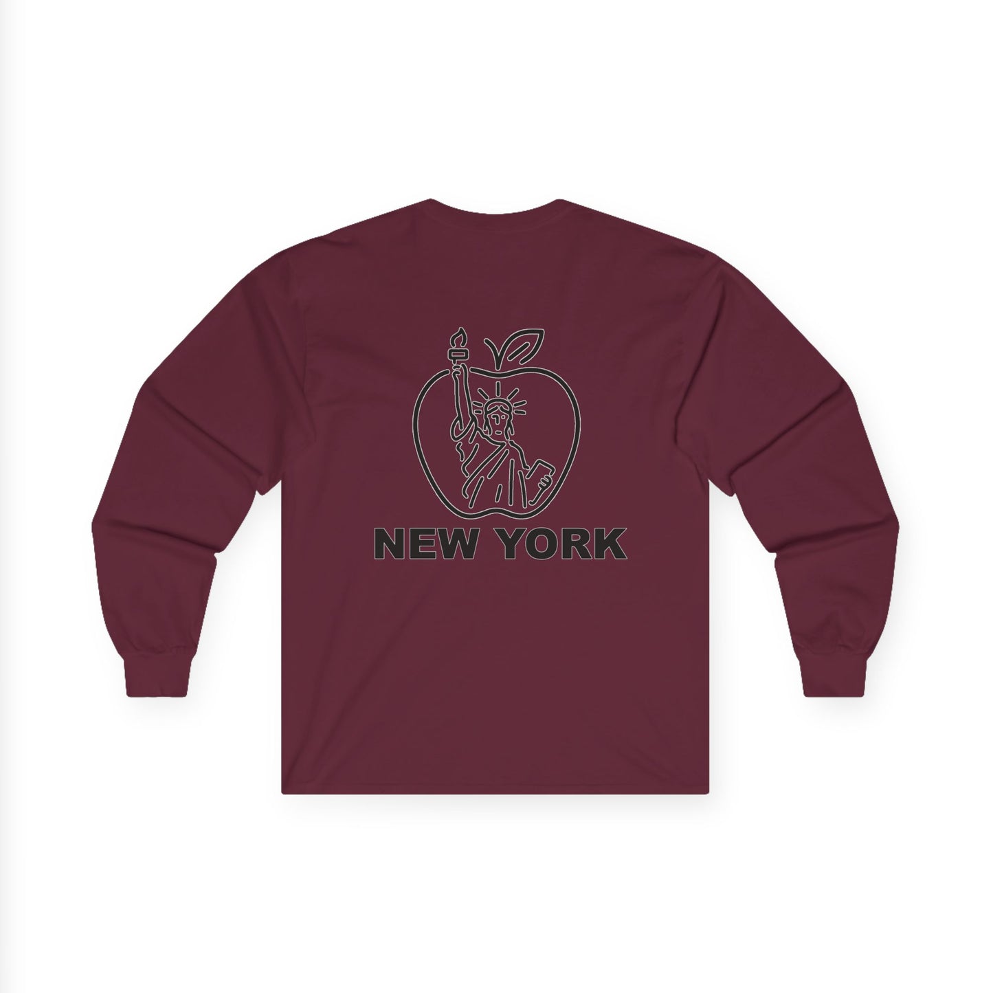 New York Apple Long Sleeve Tee, Unisex Cotton Shirt, NYC Apparel, Casual Wear, Gift for Travelers, Vintage Style