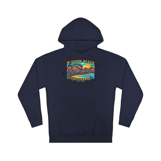 Mission Beach CA Hooded Sweatshirt, Beach Vibes, Casual Wear, Gift for Him/Her
