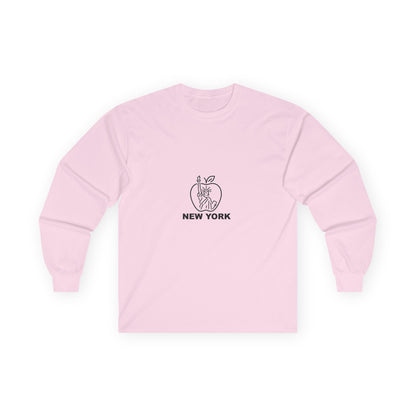 New York Apple Long Sleeve Tee, Unisex Cotton Shirt, NYC Apparel, Casual Wear, Gift for Travelers, Vintage Style