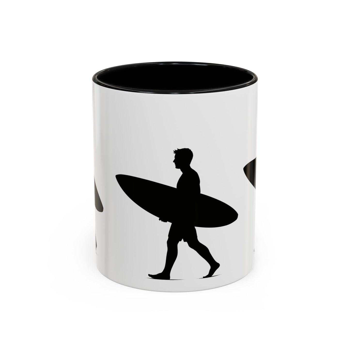 Surfing Silhouette Accent Coffee Mug - Perfect Gift for Beach Lovers, Surfers