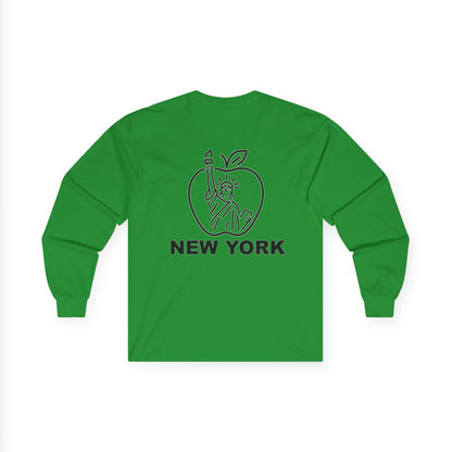 New York Apple Long Sleeve Tee, Unisex Cotton Shirt, NYC Apparel, Casual Wear, Gift for Travelers, Vintage Style
