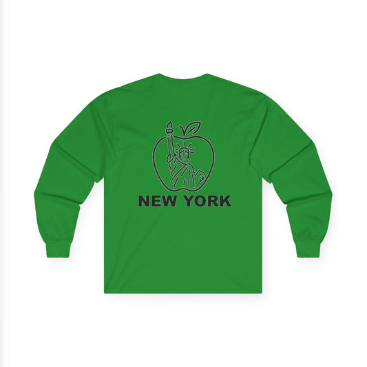New York Apple Long Sleeve Tee, Unisex Cotton Shirt, NYC Apparel, Casual Wear, Gift for Travelers, Vintage Style