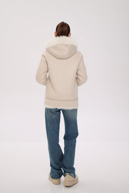 ⇆ Reversible Hooded Wool Blend Jacket