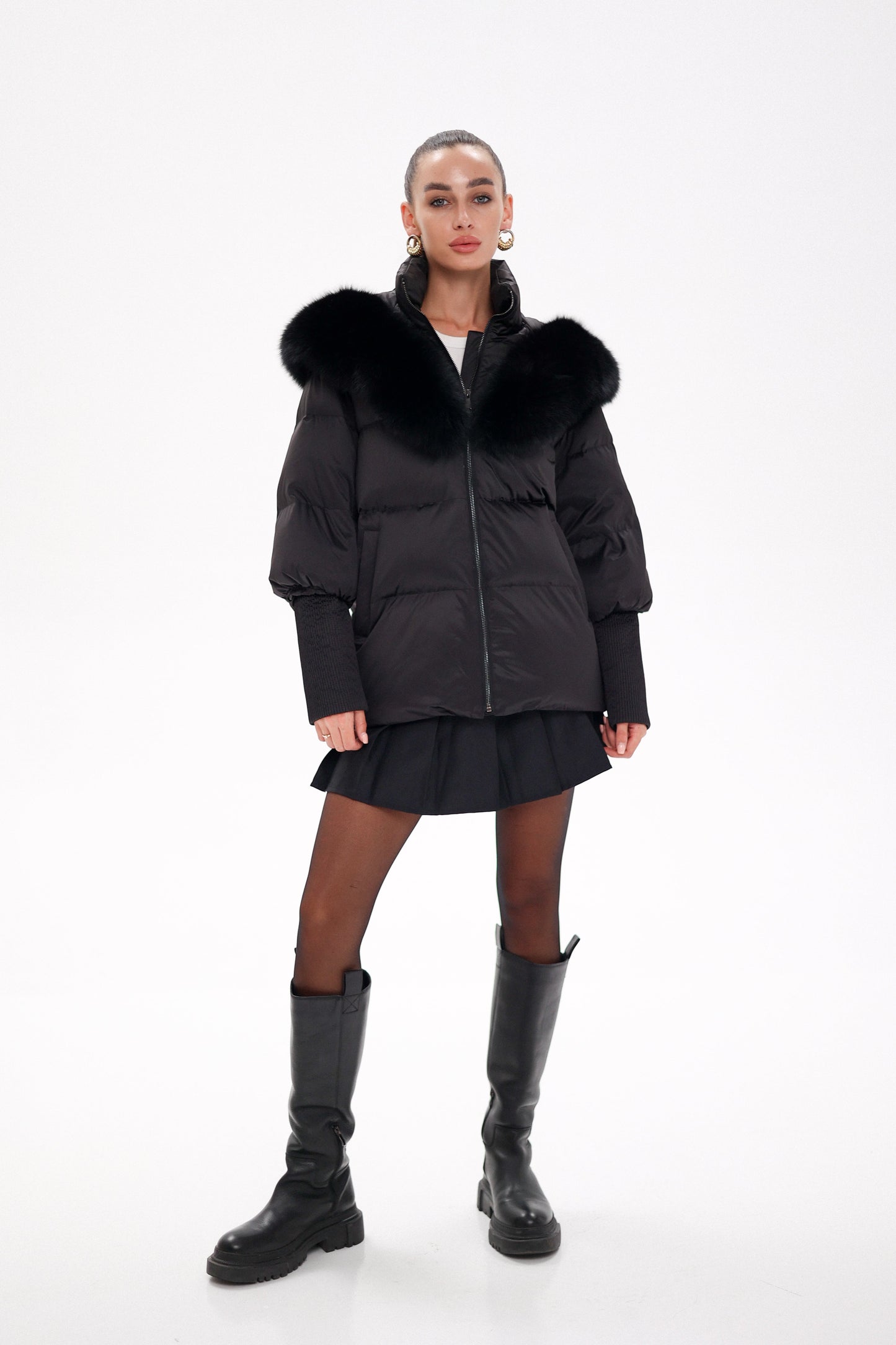 Pre-Order. Re-Stock Ships October 20. Amanda Genuine Fur Trim Down Fill Coat