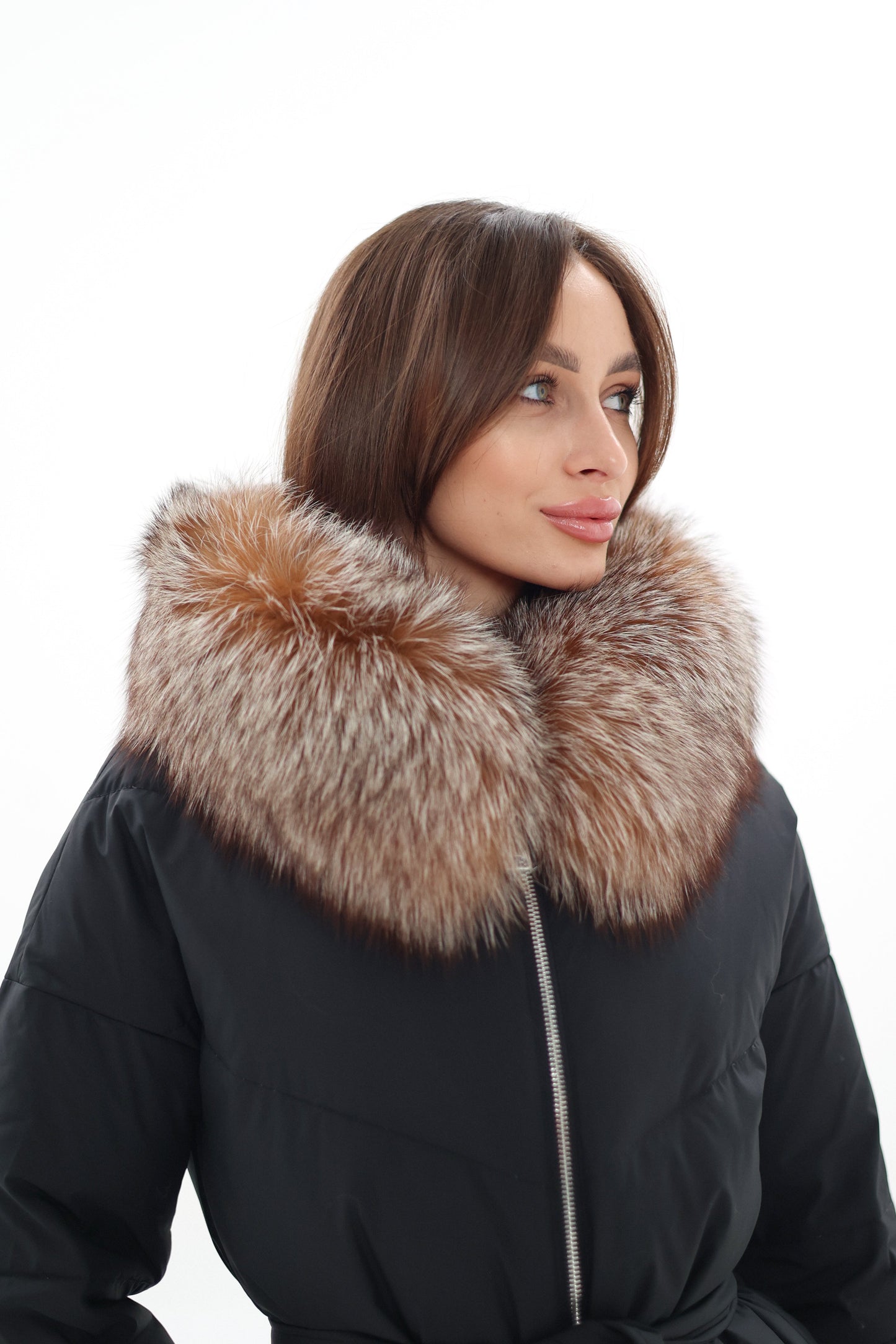 Genuine Silver Fox Fur Down Insulated Parka