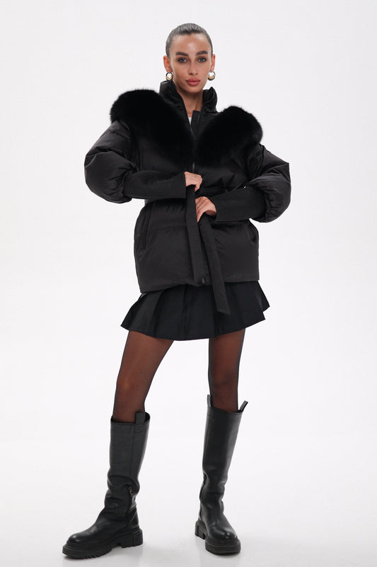 Pre-Order. Re-Stock Ships October 20. Amanda Genuine Fur Trim Down Fill Coat
