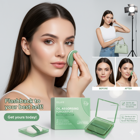 Oil Blotting Paper And Powder Puff