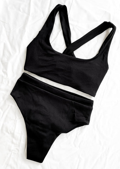 Loa High Waisted Bottom x Black Eco-Rib