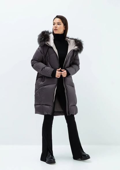 Gisèle Premium Genuine Fox Fur Trim Down Fill Coat
