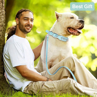 Dog Collar Leather Stylish and Durable Leash Medium Harness Dogs Backpack Collars Harnesses Wears Necklaces