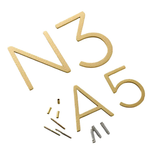 Solid Brass House Numbers | Hammered Finish