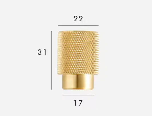 Satin Brass Cabinet Handles - Modern Knurled Solid Brass Pulls – Industrial Chic Hardware