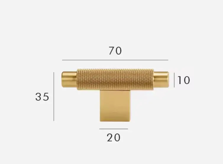 Satin Brass Cabinet Handles - Modern Knurled Solid Brass Pulls – Industrial Chic Hardware