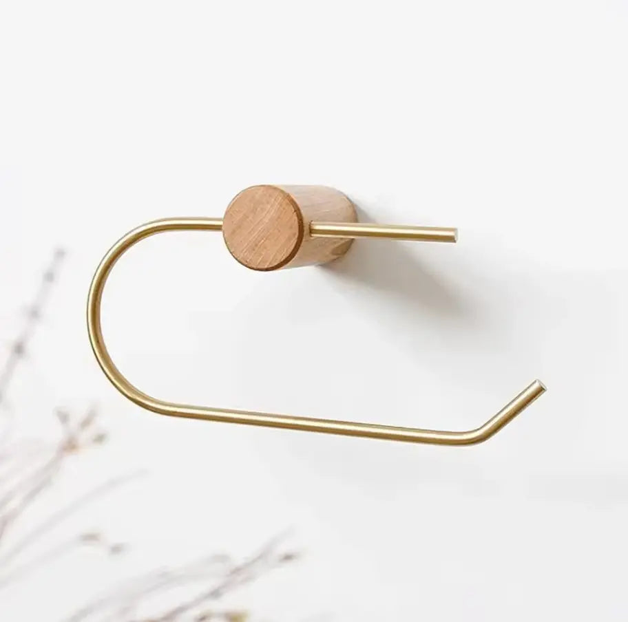 Toilet Paper Holder | Wood & Brass
