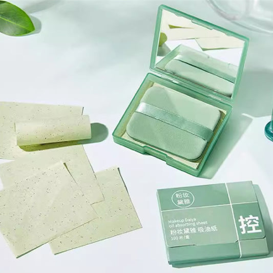 Puff Mirror Face Oil-absorbing Sheets Green Tea Linen