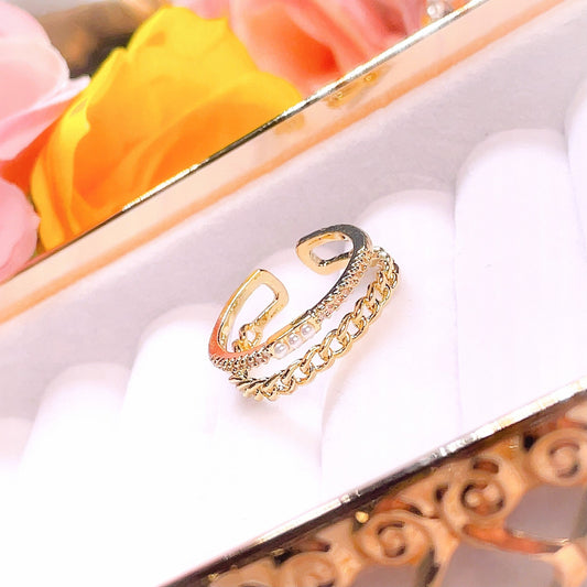Ava - pearl chain ring