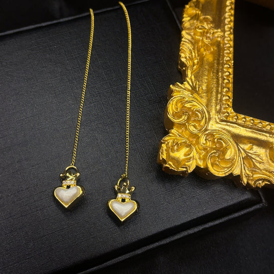 Dainty Pearl Heart Ear Threader