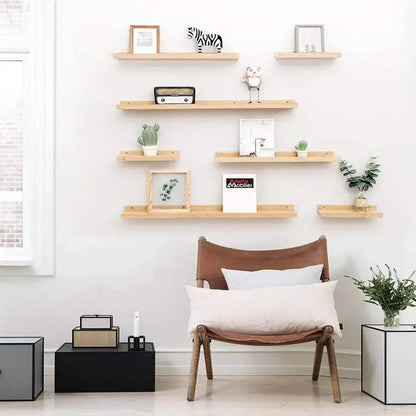 Natural Wood Floating Wall Shelf