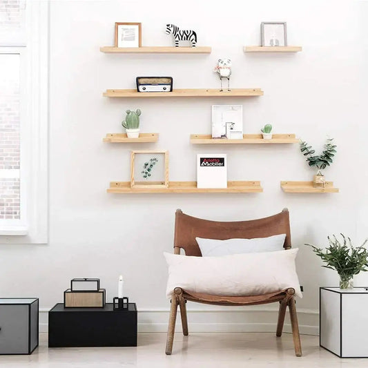 Natural Wood Floating Wall Shelf