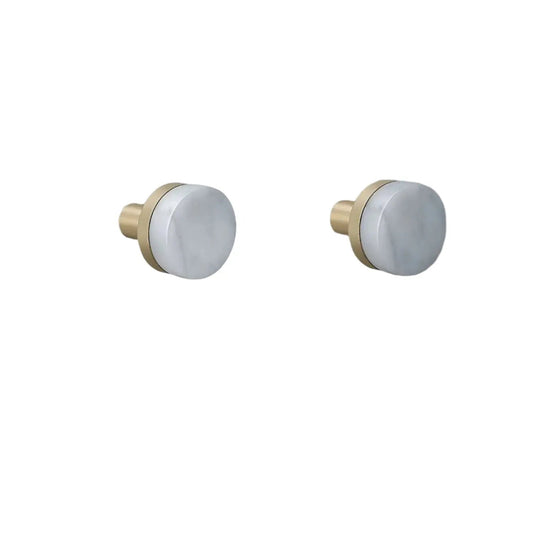 Modern Round Brass and Marble Hook