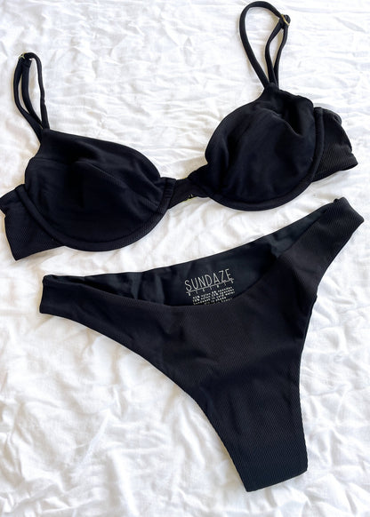 Lahaina Bikini Bottoms X Black Eco-Rib